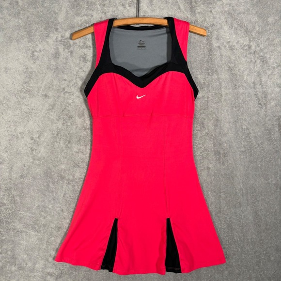Nike Dresses & Skirts - Nike Dri-FIT Tennis Dress Med Pink Black Sleeveless Athletic ASO Serena Williams